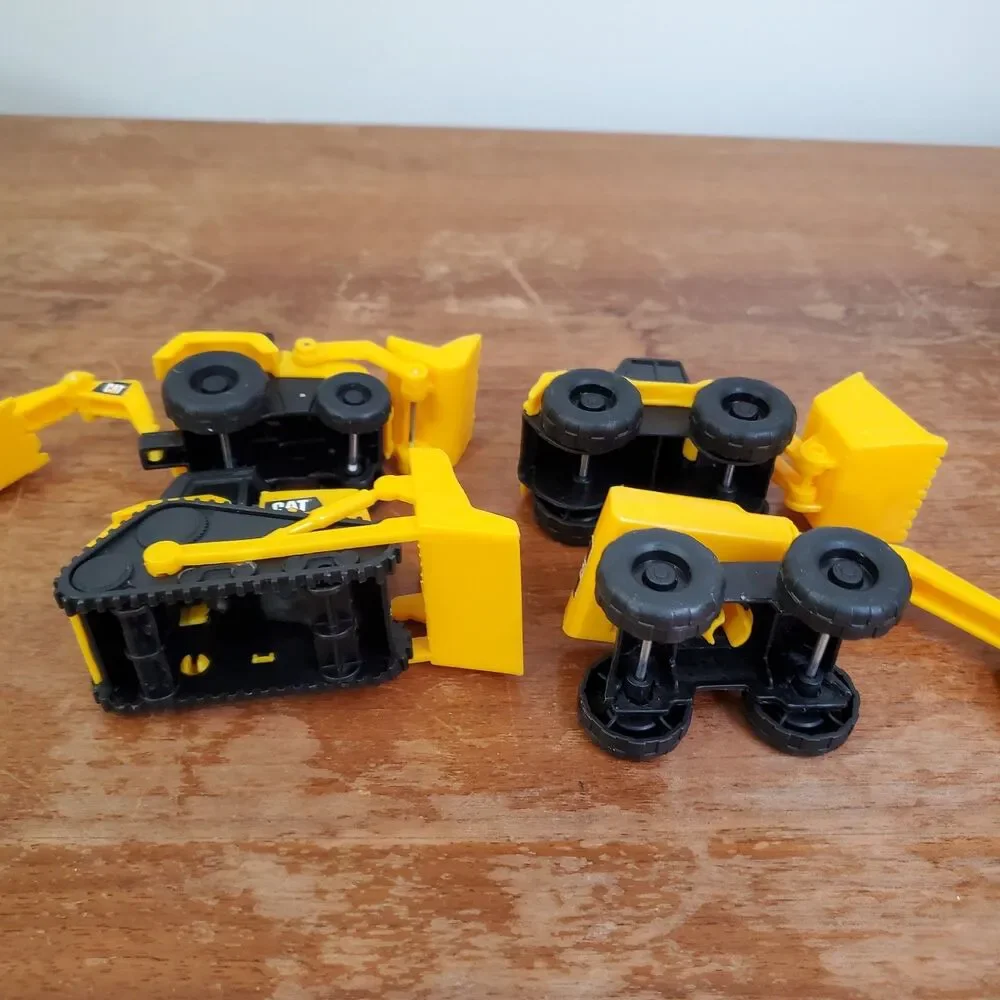 CAT Little Machines Toy Vehicle lot 4 Bulldoser Backhoe Digger Moving Parts 5